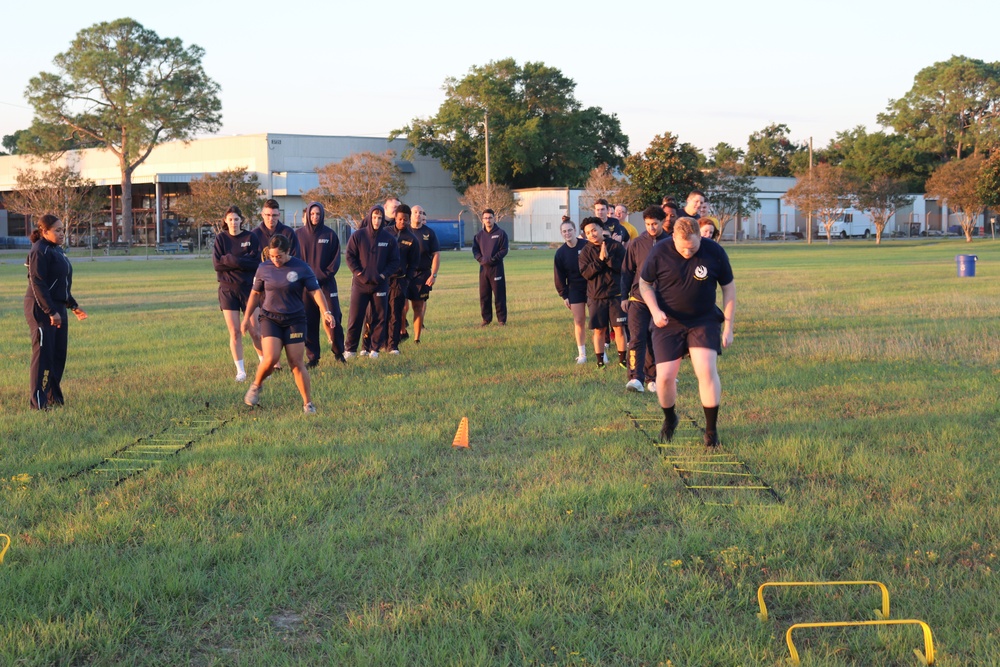 NIOC Pensacola's MWR Sailors Intercept Monthly PT