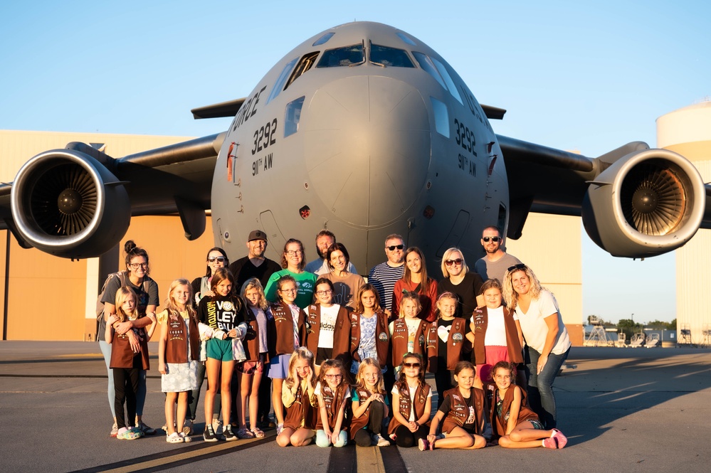 Courage, Confidence, and C-17s: Girl Scouts visit the 911th AW