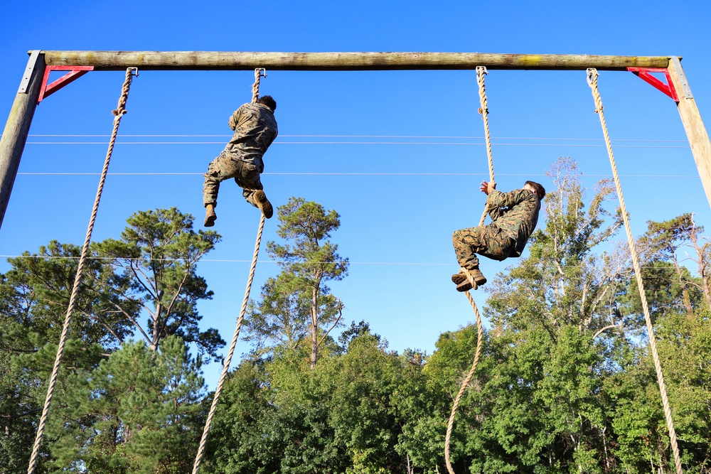 Marines with the 26th Marine Expeditionary Unit tackle the O-Course