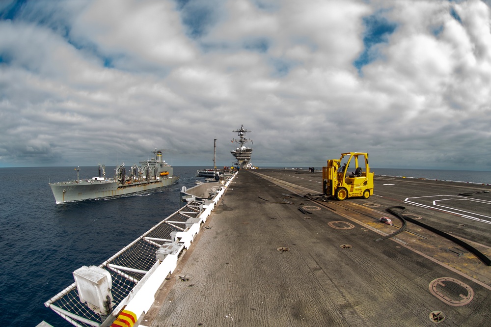 USS Carl Vinson (CVN 70) Conducts a Refueling-at-Sea