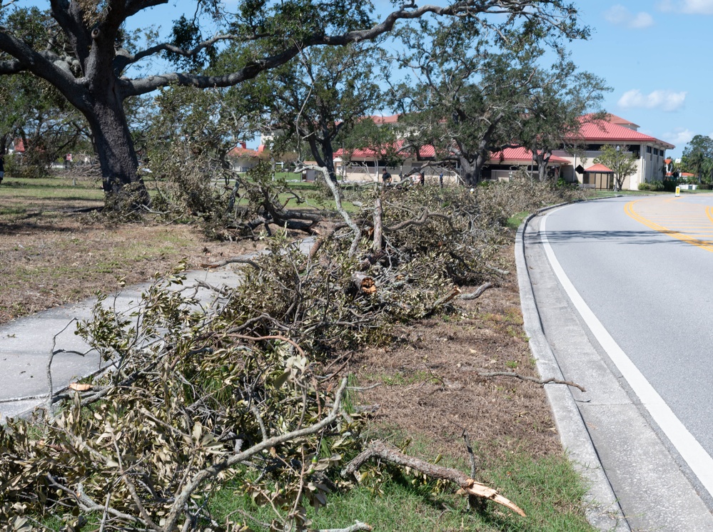 MacDill Dorm Residents and Volunteers cleanup park after Hurricane Milton