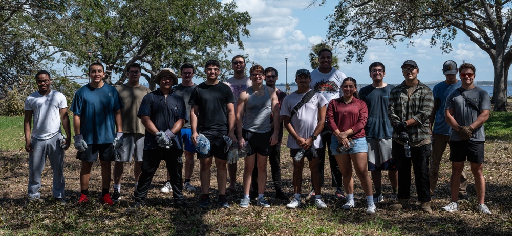 MacDill Dorm Residents and Volunteers cleanup park after Hurricane Milton