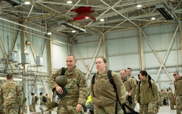 169th Fighter Wing Mock Deployment Bag Drag in hanger