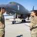 SSgt Xavier Collins, Crew Chief for the 912th Aircraft Maintenance Squadron, swears in for his re-enlistment ceremony in front of a B-1B Bomber at Edwards Air Force Base