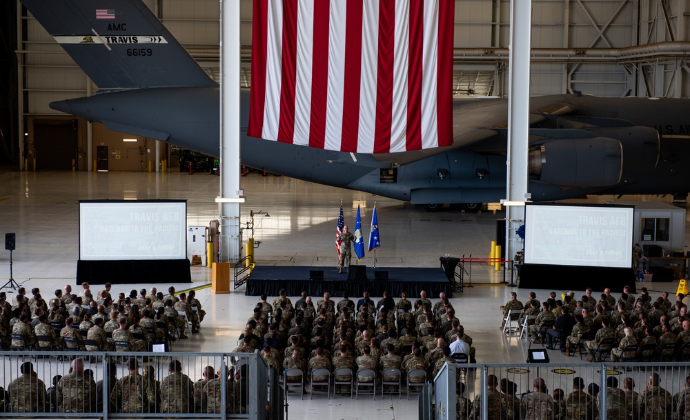 CSAF, CMSAF discuss reoptimization and mobility ops in contested environment at Travis AFB 