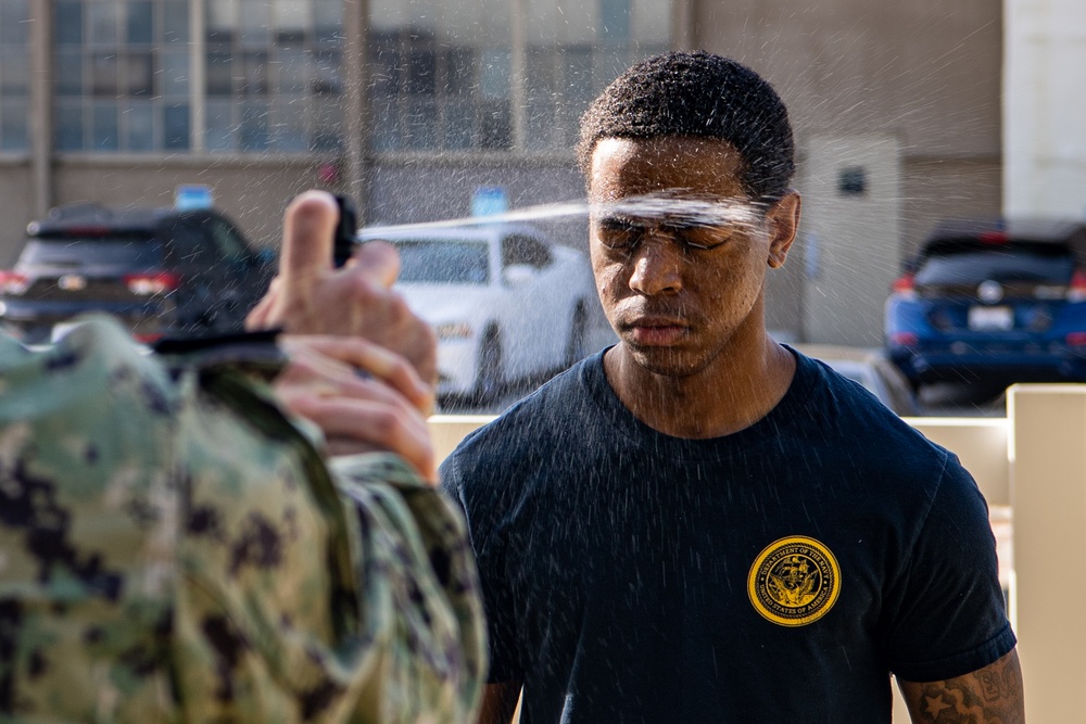 USS Ronald Reagan (CVN 76) Sailors conduct security training