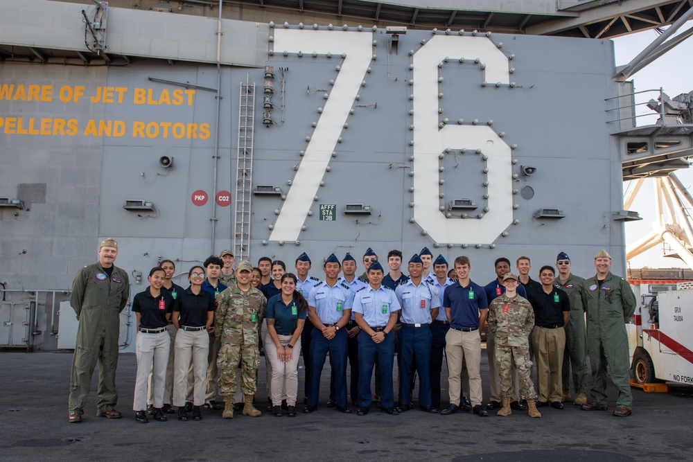 USS Ronald Reagan (CVN 76) hosts a tour for San Diego State University Air Force ROTC