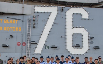 USS Ronald Reagan (CVN 76) hosts a tour for San Diego State University Air Force ROTC