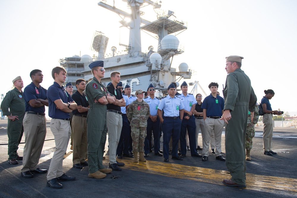 USS Ronald Reagan (CVN 76) hosts a tour for San Diego State University Air Force ROTC