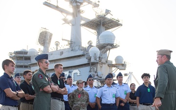 USS Ronald Reagan (CVN 76) hosts a tour for San Diego State University Air Force ROTC