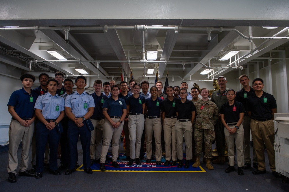 USS Ronald Reagan (CVN 76) hosts a tour for San Diego State University Air Force ROTC