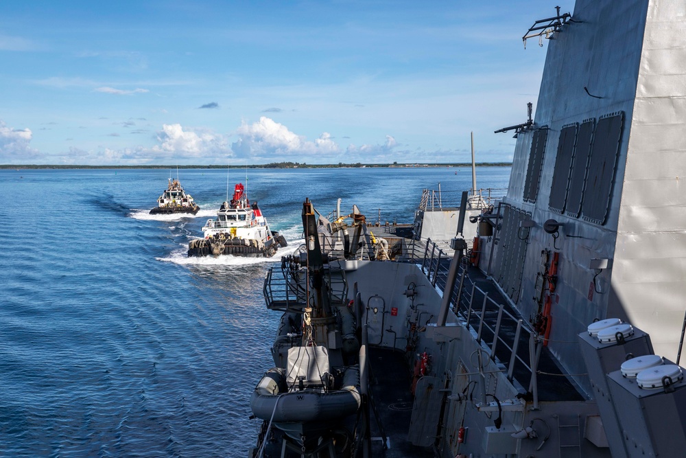 USS Ralph Johnson Conducts a Sea and Anchor Evolution During a Port Visit to Guam.