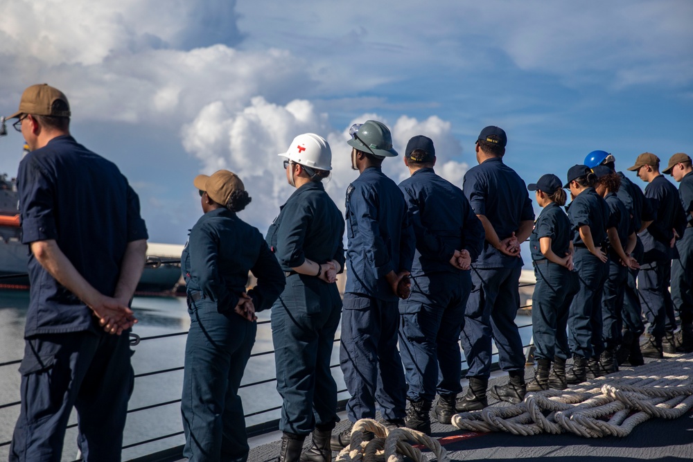 USS Ralph Johnson Conducts a Sea and Anchor Evolution During a Port Visit to Guam.