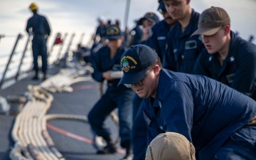 USS Ralph Johnson Conducts a Sea and Anchor Evolution During a Port Visit to Guam.