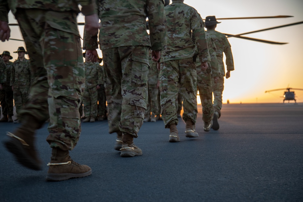 Cavalry Soldiers March With Golden Spurs