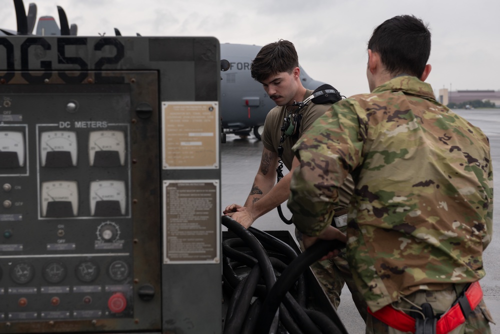 374 AMXS practices loading countermeasure equipment during Beverly Morning 25-1