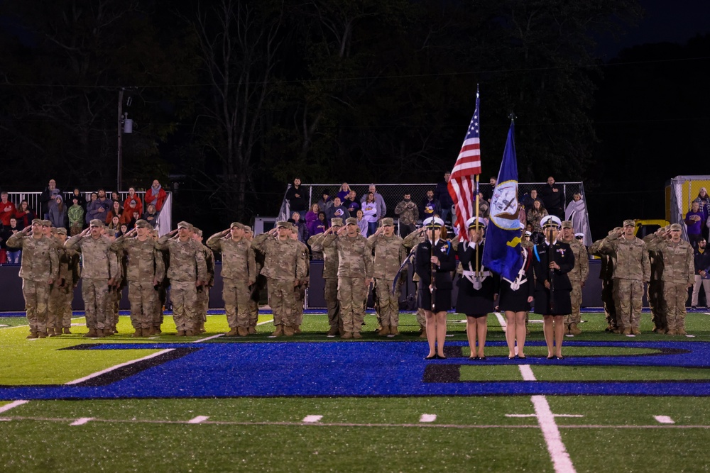 101st Airborne Division Soldiers honored at a local high school football game for Hurricane Helene relief efforts