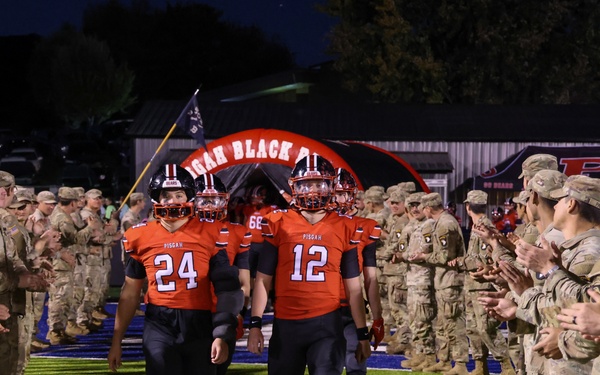 101st Airborne Division Soldiers honored at a local high school football game for Hurricane Helene relief efforts