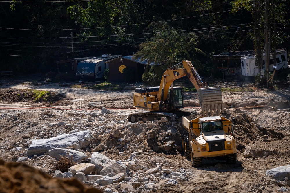 Crews Continue to Clear Debris from Hurricane Helene in Chimney Rock, NC