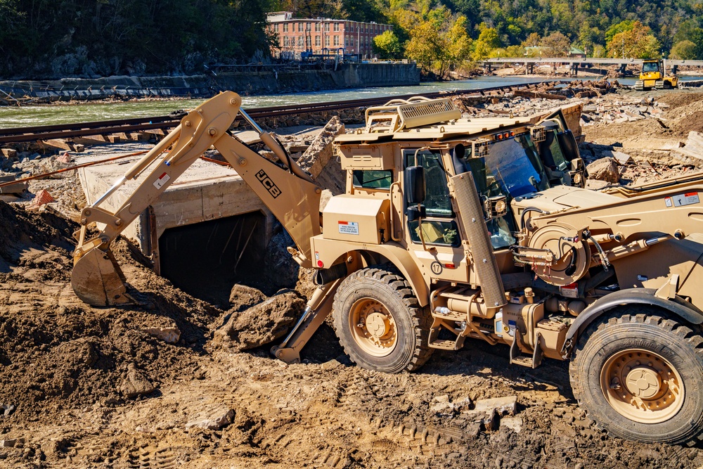 North Carolina National Guard and U.S. Army Joint Forces to Clear Debris, Prevent Flooding in Marshall N.C.