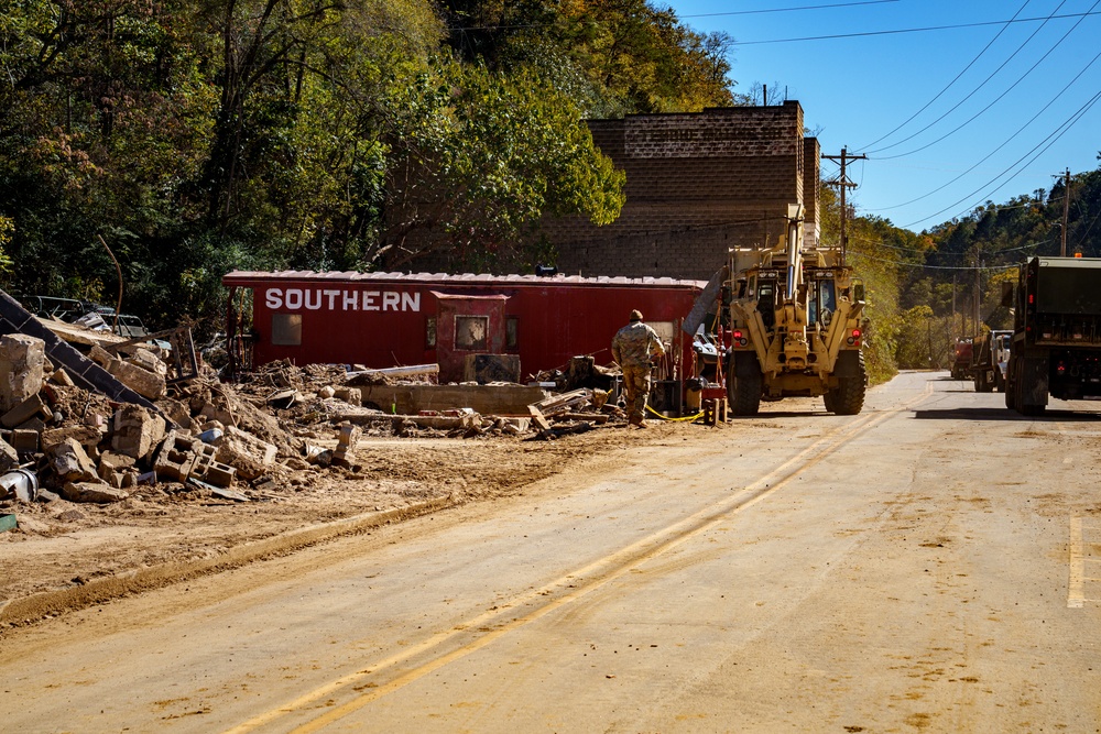 North Carolina National Guard and U.S. Army Joint Forces to Clear Debris, Prevent Flooding in Marshall N.C.