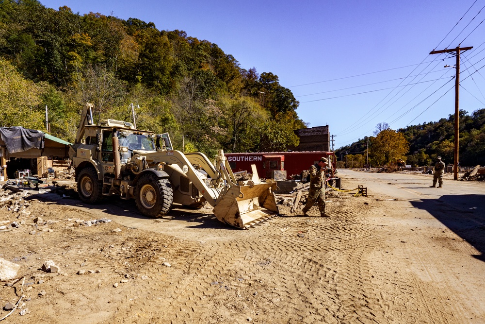 North Carolina National Guard and U.S. Army Join Forces to Clear Debris, Prevent Flooding in Marshall N.C.