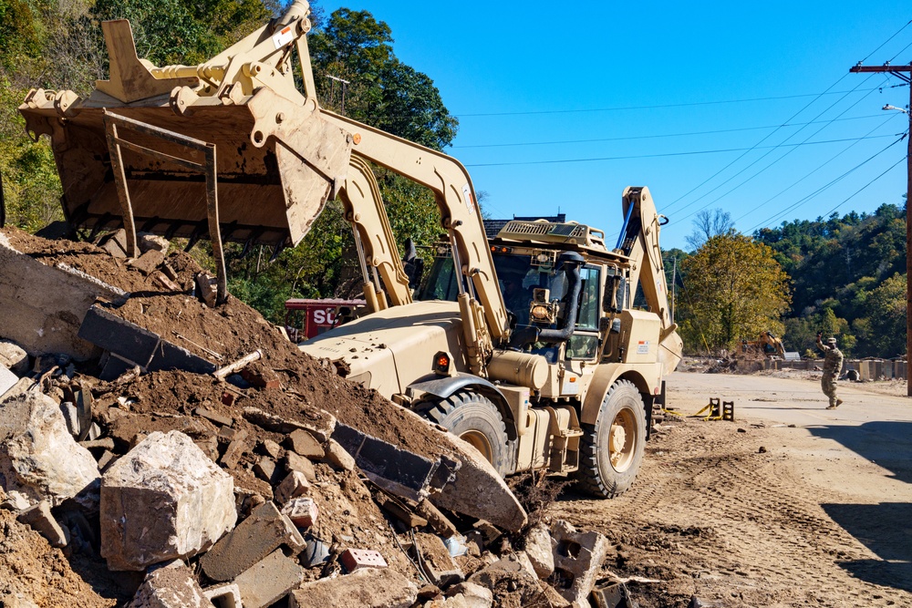 North Carolina National Guard and U.S. Army Join Forces to Clear Debris, Prevent Flooding in Marshall N.C.