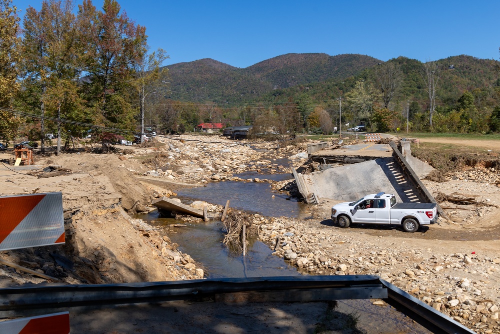 Hurricane Helene Causes Bridge Collapse over North Fork Catawba River in Marion, N.C.