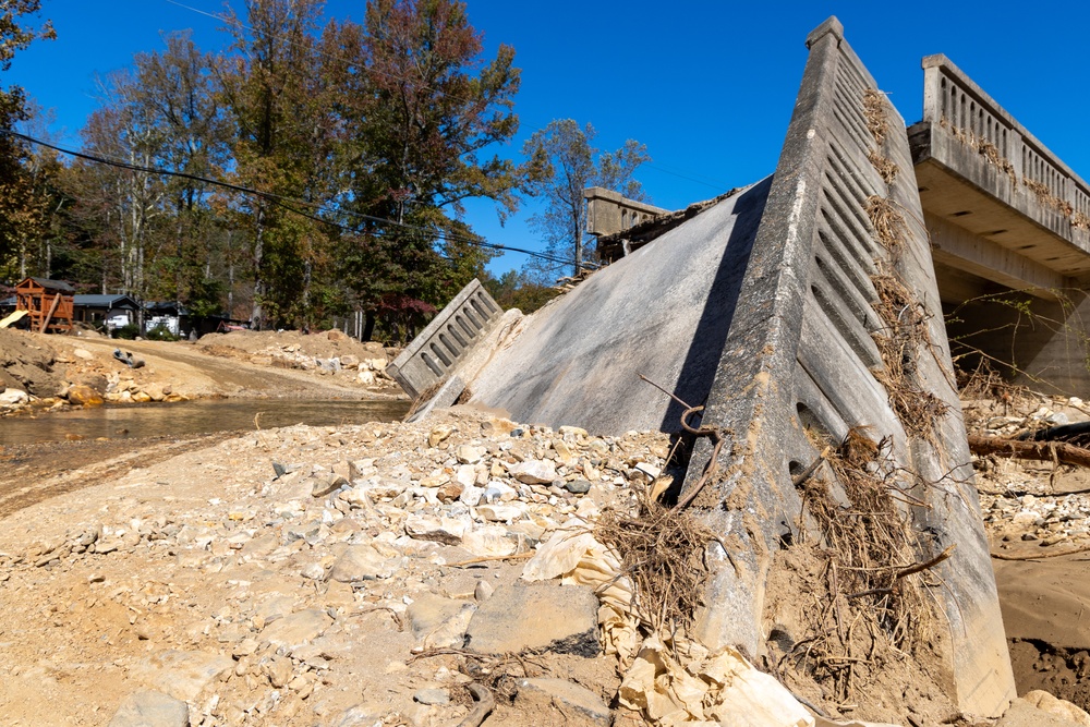 Hurricane Helene Causes Bridge Collapse over North Fork Catawba River in Marion, N.C.