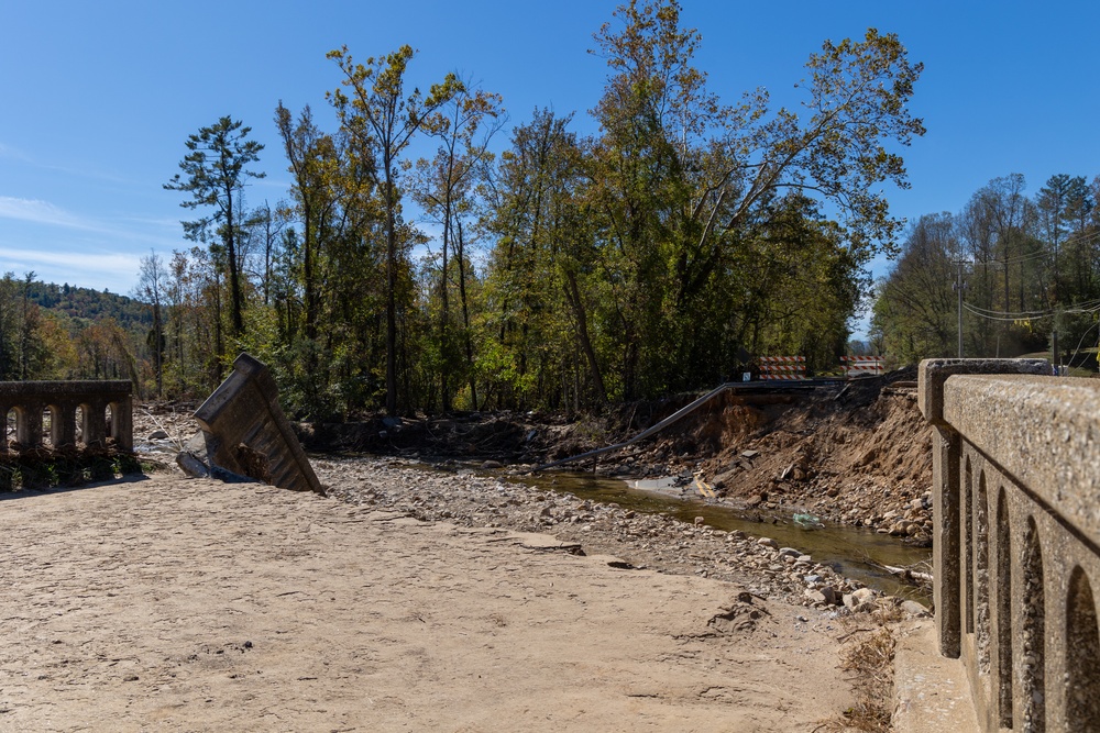 Hurricane Helene Causes Bridge Collapse over North Fork Catawba River in Marion, N.C.