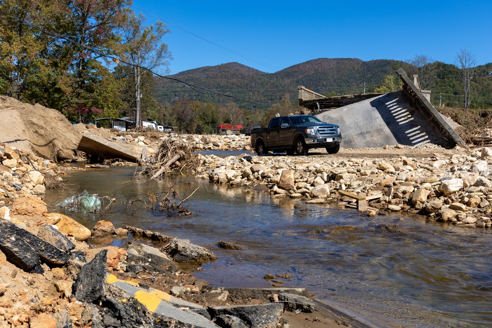 Hurricane Helene Causes Bridge Collapse over North Fork Catawba River in Marion, N.C.