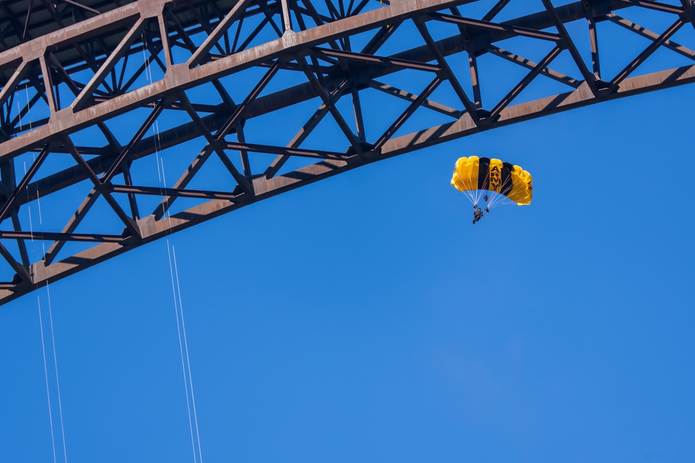 U.S. Army Golden Knights parachute into Bridge Day