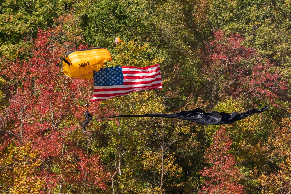 U.S. Army Golden Knights parachute into Bridge Day