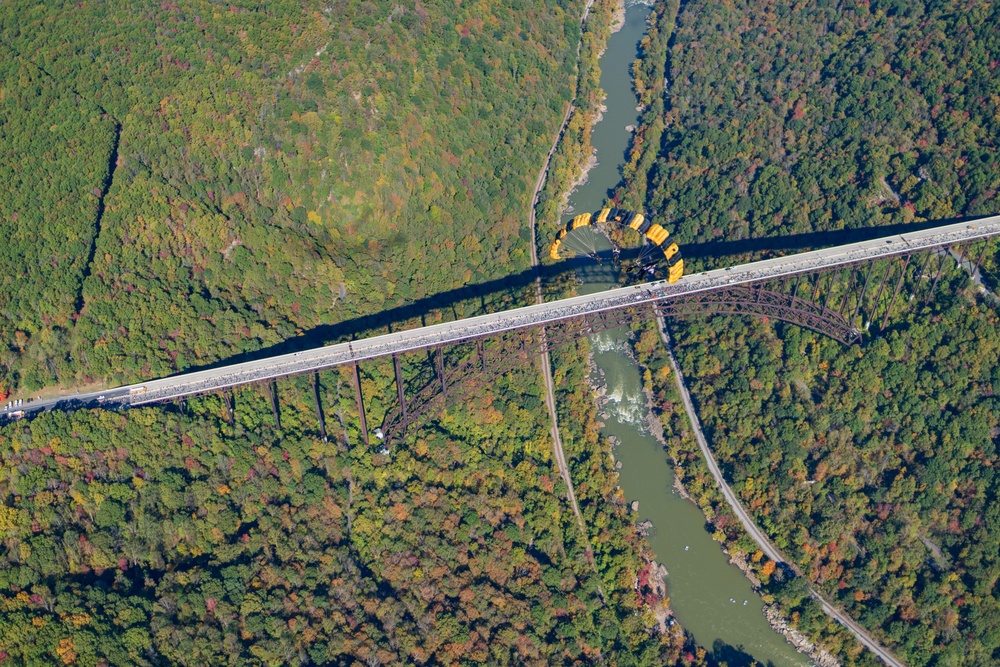 U.S. Army Golden Knights parachute into Bridge Day