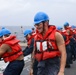 Sailors aboard the USS Howard conduct a replenishment-at-sea with the USNS Rappahannock in the South China Sea