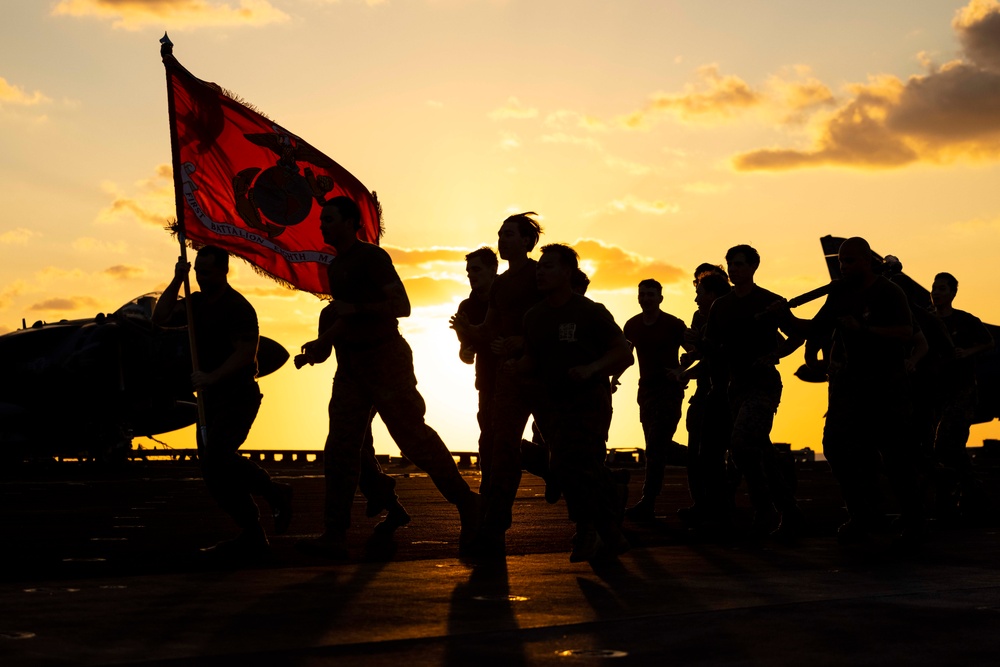 BLT 1/8 Beirut Memorial Run on USS Wasp (LHD 1)