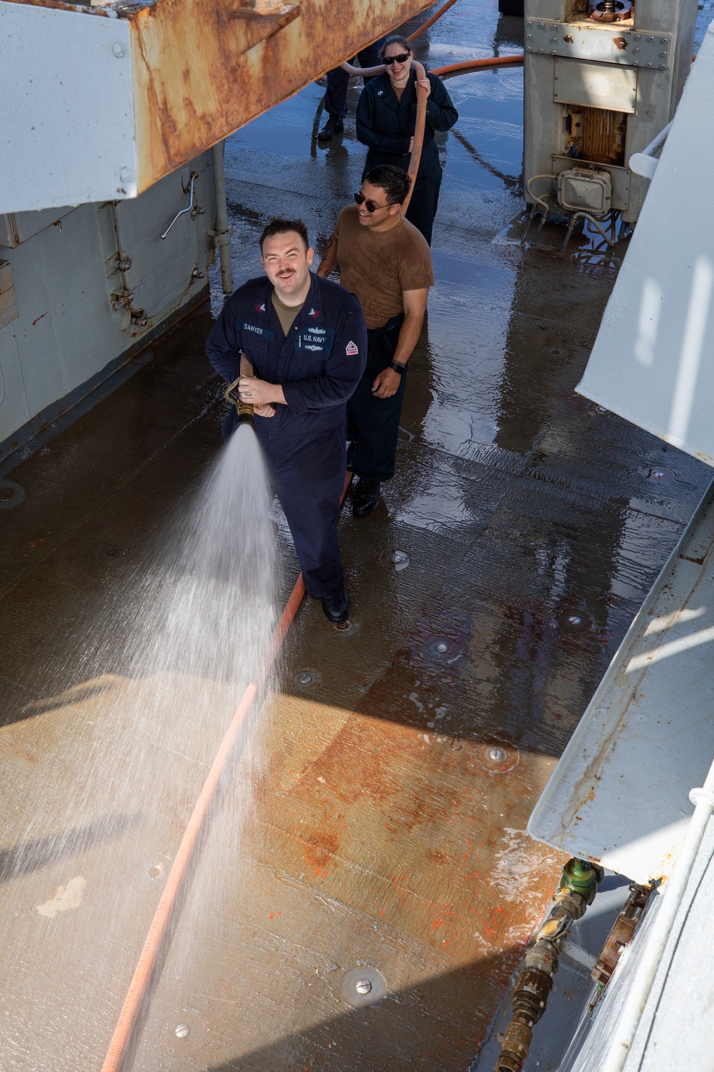 Fresh Water Wash Down aboard the USS Cole