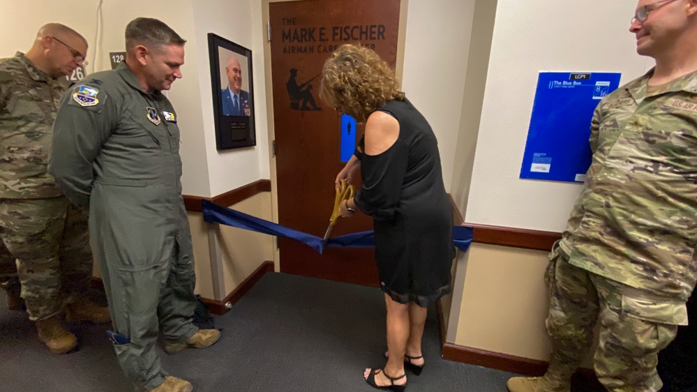 141st Air Refueling Wing opened the Mark E. Fischer Airman Care Center with a ribbon cutting ceremony performed by Mark Fischer’s wife, Robin Fischer, on October 18, 2024, at Fairchild Air Force Base, WA.