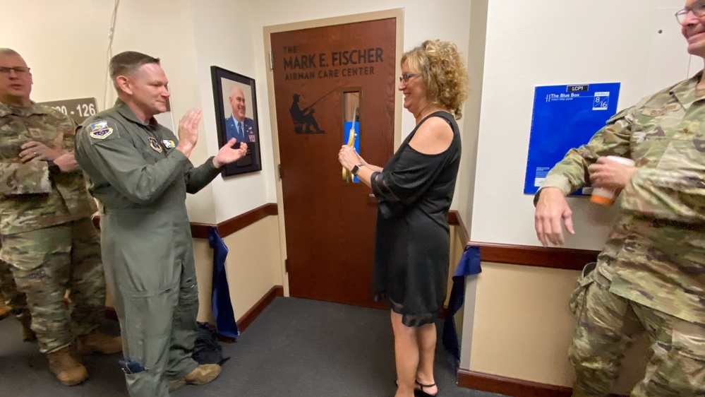 141st Air Refueling Wing opened the Mark E. Fischer Airman Care Center with a ribbon cutting ceremony performed by Mark Fischer’s wife, Robin Fischer, on October 18, 2024, at Fairchild Air Force Base, WA.