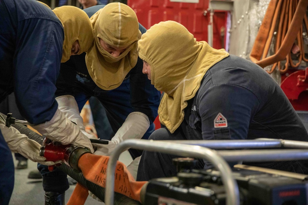 USS Gabrielle Giffords (LCS10) conduct training while in port Singapore