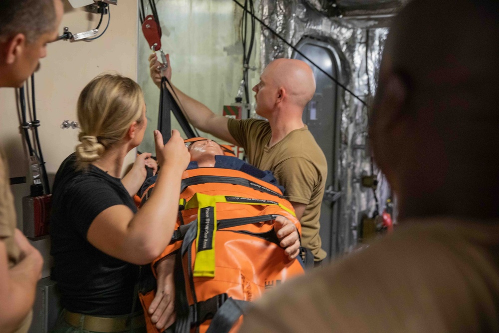 USS Gabrielle Giffords (LCS10) conduct training while in port Singapore