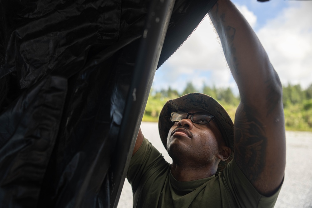 U.S. Marines with 3rd Maintenance Battalion prepare for a battalion field exercise