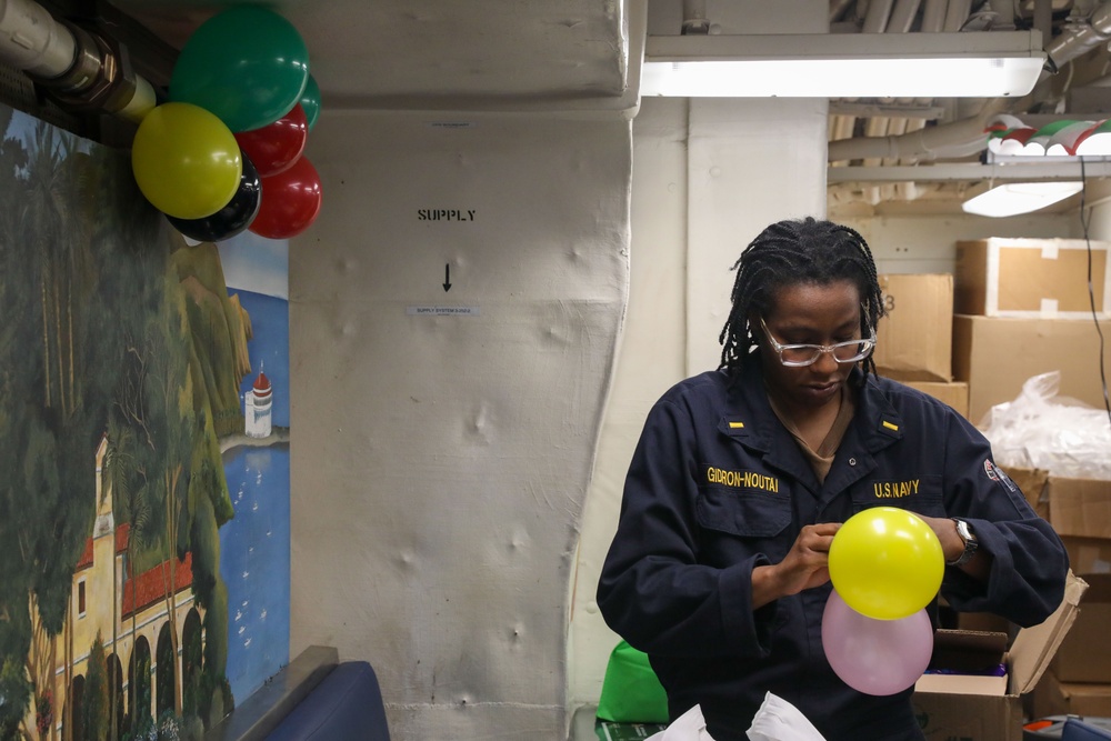 Sailors aboard the USS Howard celebrate Hispanic Heritage Month in the South China Sea