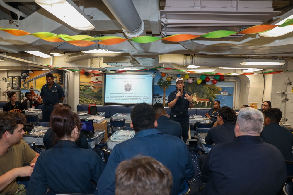 Sailors aboard the USS Howard celebrate Hispanic Heritage Month in the South China Sea