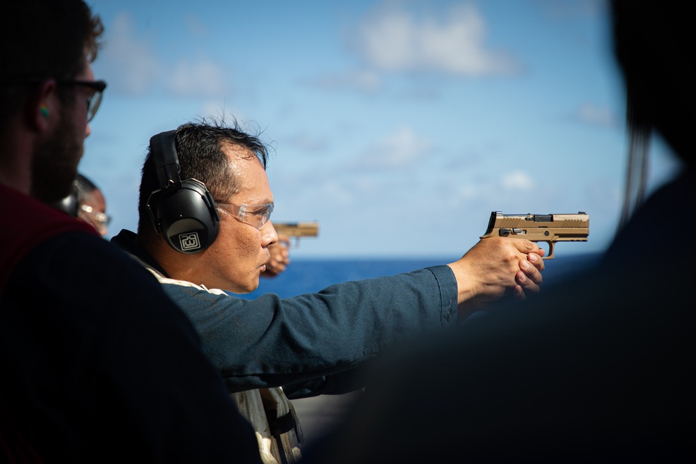 USS George Washington qualifies Sailors during small arms shoot