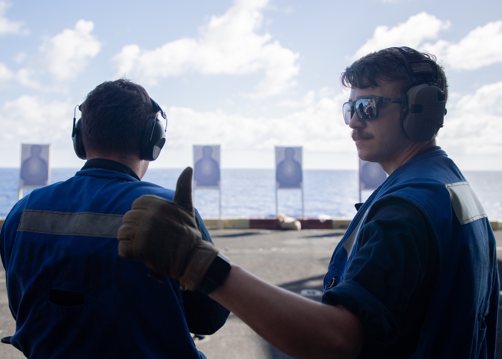 USS George Washington qualifies Sailors during small arms shoot