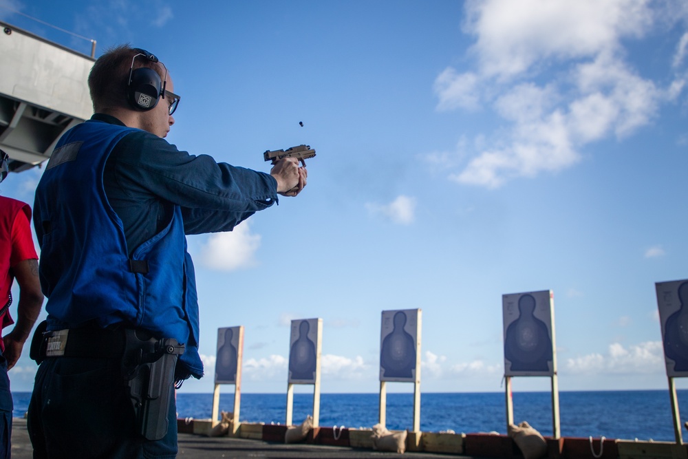 USS George Washington qualifies Sailors during small arms shoot