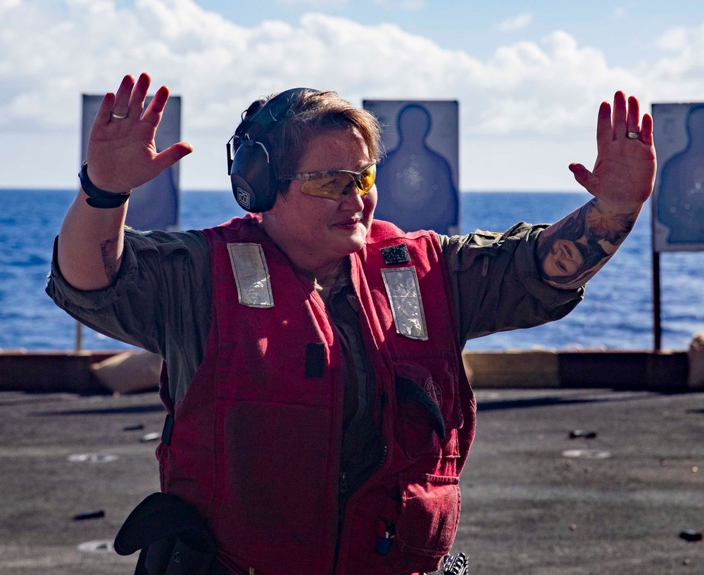 USS George Washington qualifies Sailors during small arms shoot