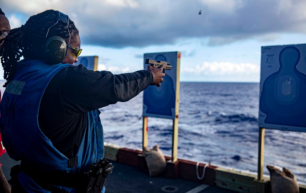 USS George Washington qualifies Sailors during small arms shoot