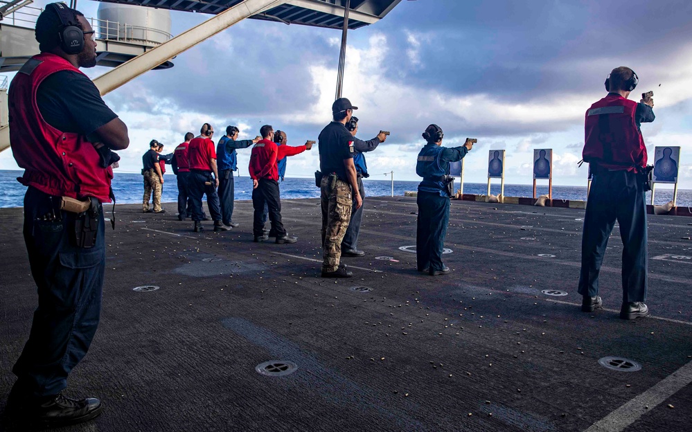 USS George Washington qualifies Sailors during small arms shoot